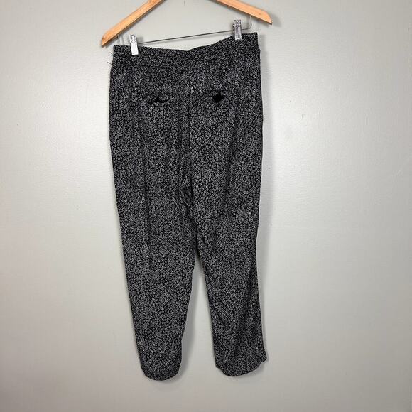Anthro ett:twa Track Jogger Black White Printed Viscose Pants Side Stripe Medium - Picture 5 of 10